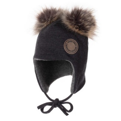 Dark gray merino wool hat with cotton fleece lining