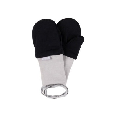 Black Merino Wool Baby Mittens with Thumb