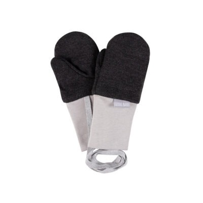Dark Grey Merino Wool Baby Mittens with Thumb