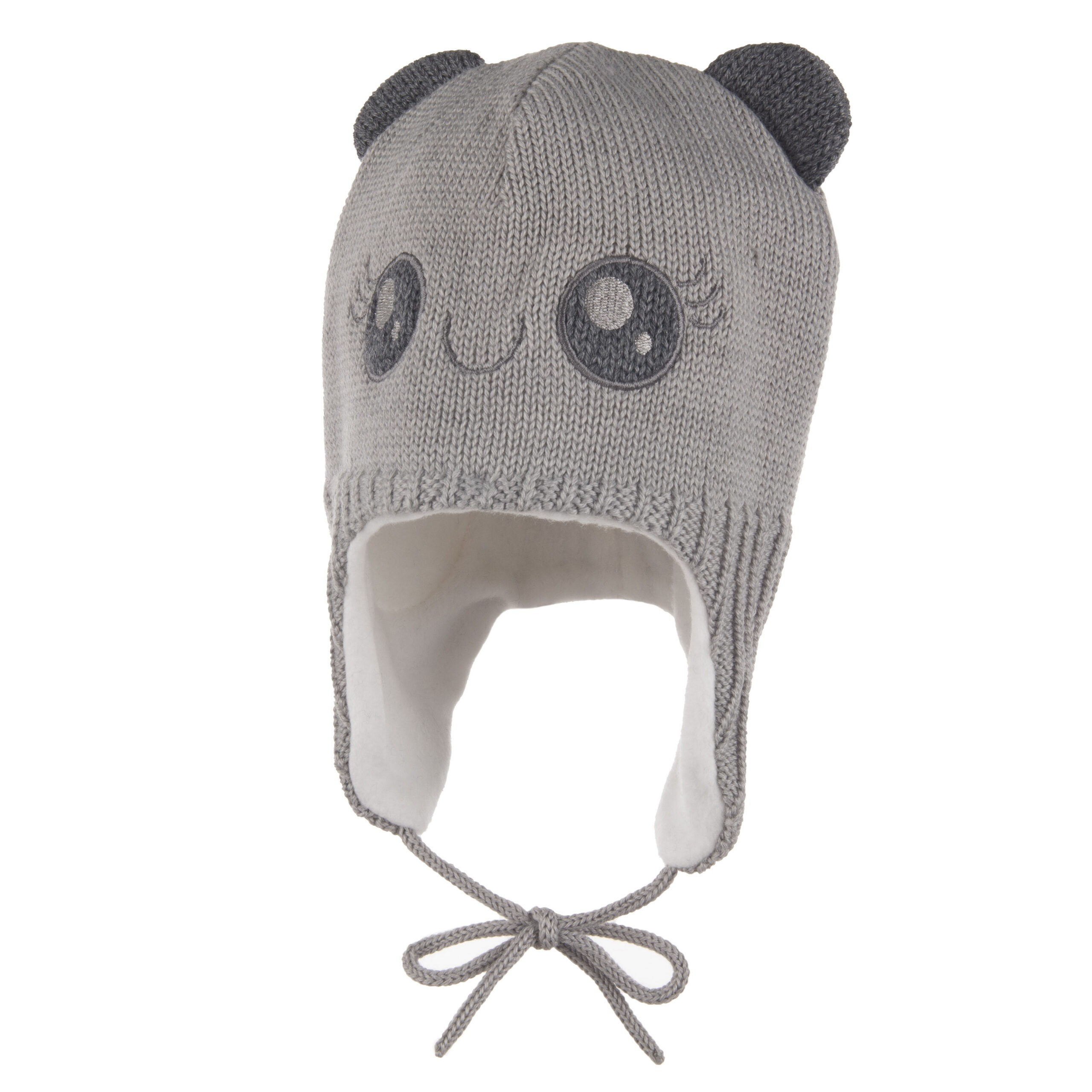 Woolen Winter Hat with a Playful Face and Ears