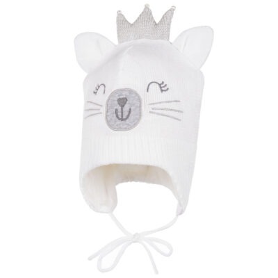 Cotton spring hat with cute bear face and ears