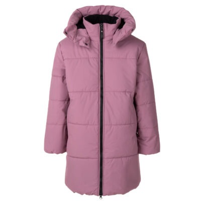 Extra warm girls' winter coat with a high-closing hood