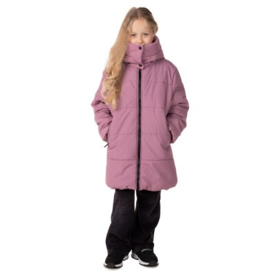 Extra warm girls' winter coat with a high-closing hood